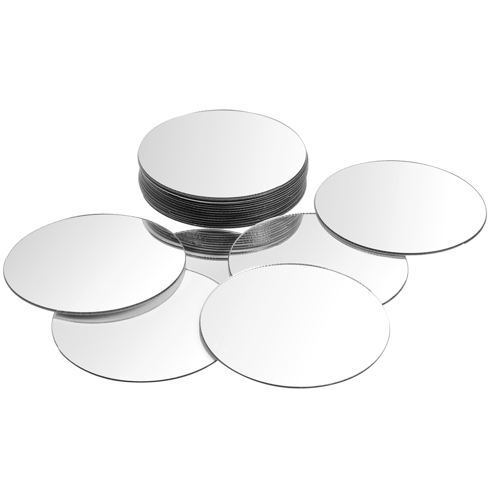 20Pcs Mini Size Acrylic Round Mirror, 2 Inch Adhesive Small Mirrors for Crafts, Acrylic Round Mirror Wall Stickers for Wall and Table Decor, DIY Home Projects, Decorations, Arts and Crafts Supplies