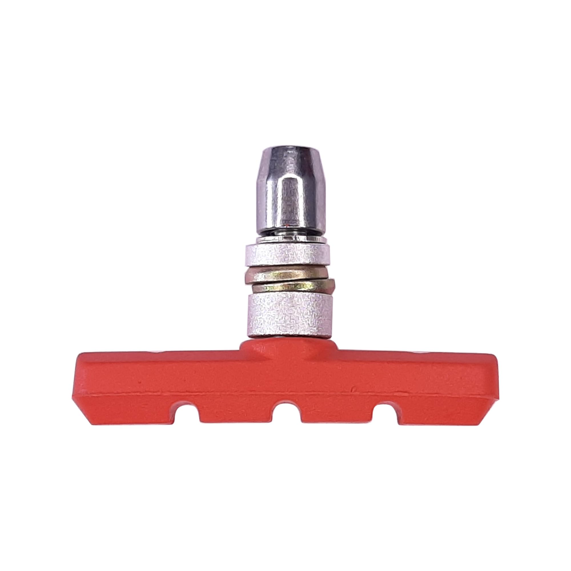 cyclingcolors 4 x klocki hamulcowe do roweru 60 mm, do hamulców typu V-Brake, okładziny hamulcowe z bolcami, symetryczny gwint, materiał mocujący, czerwone