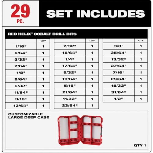 Milwaukee Electric Tools 48-89-2332 29Pc Cobalt Helix Drill Bit Set, Red - Thumbnail 7