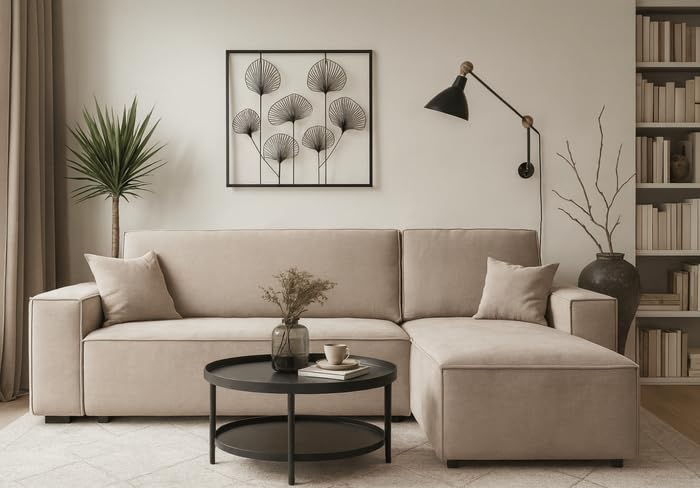 Imebel Ecksofa mit Schlaffunktion und Bettkasten 244x142 cm, L-Form Schlafsofa, Komfortable 3-Sitzer Eckcouch Wohnlandschaft f&uuml;r Wohnzimmer mit Bequemer Polsterung, Beige, Denis
