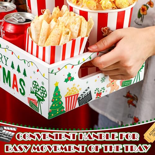 image for GlikCeil Movie Night Supplies Snack Trays with Handles Reusable Wooden
