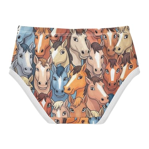 Durable Toddler Underwear Floral 2t Cotton Cute Panties Girl Colorful Cartoon Horses Blue Brow Briefs Undies Kids2