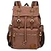 Wowbox 15.6 inch Laptop Canvas Backpack Unisex Vintage Leather Casual Rucksack School College Bags Satchel Bookbag Large Capacity Hiking Travel Rucksack Business Daypack for Men and Women(Coffee)