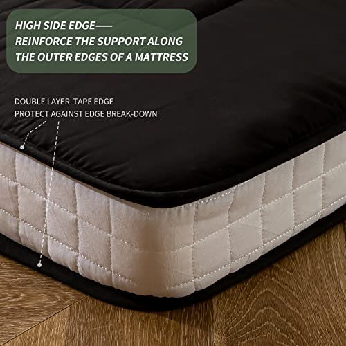 MAXYOYO Futon Mattress, Padded Japanese Floor Mattress Quilted Mattress Topper, Extra Thick Folding Sleeping Pad Breathable Floor Lounger Guest Couch for Camping, Black, Full Size by MAXYOYO - Image 5