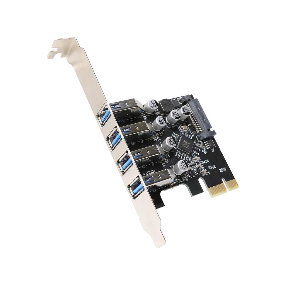 X-MEDIA XM-PEX-U304 4-Port USB 3.0 Self-Powered PCI Express (PCIe x1) Card | PCI-E to USB 3.0 Expansion Adapter Card | VIA VL805 Chipset | Standard/Low Profile Bracket Included