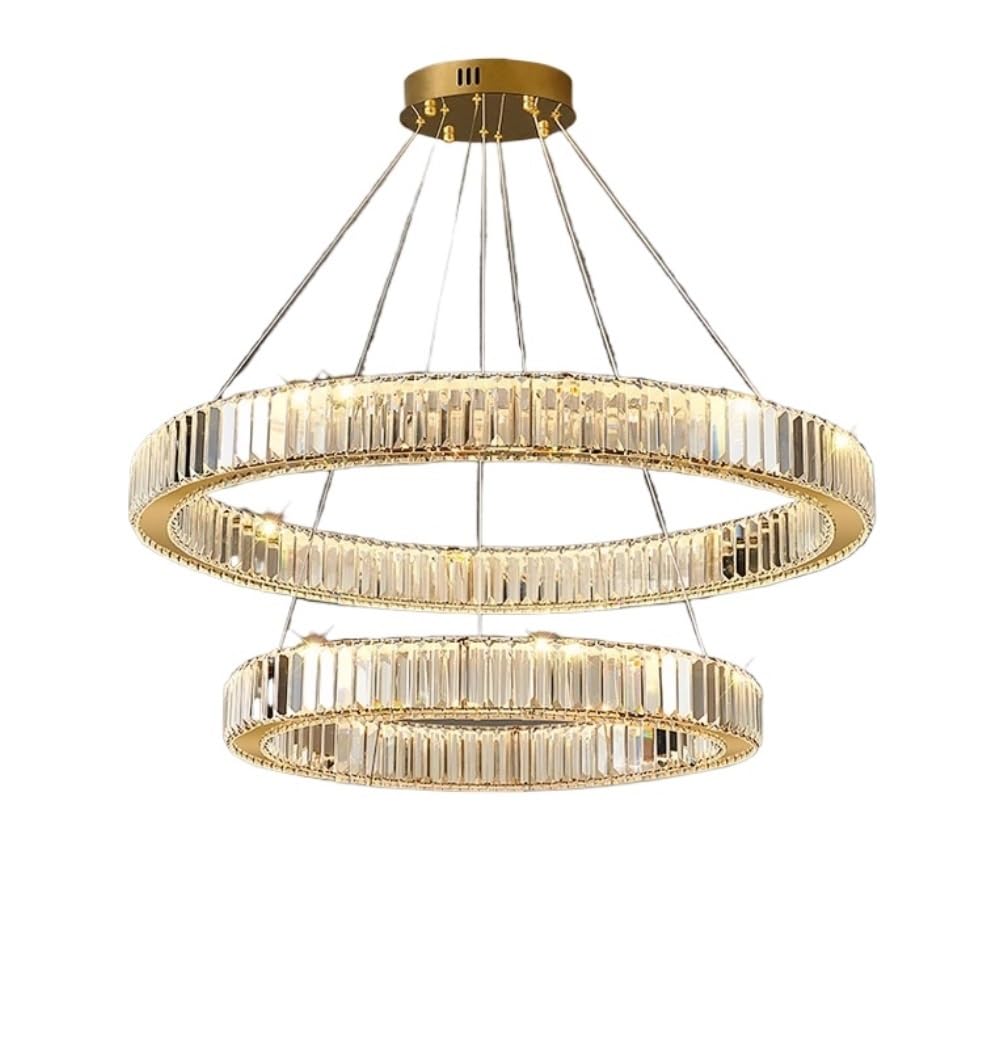 Kitchen Lights Ceiling,Chandelier Round Hanging Lamp Crystal Chandelier Light Modern Pendant Chandeliers For Living Room Bedroom for Villa(80+60cm)