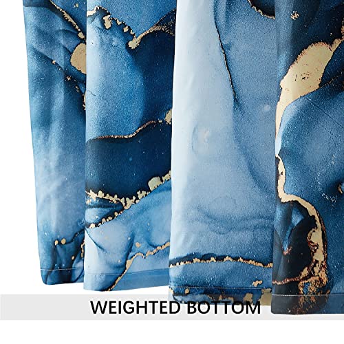 Yostev Blue Gold Marble Shower Curtain Set, Abstract Marbled Shower Curtains For Bathroom Décor With 12 Metal Hooks, Luxury Modern Waterproof Bath Accessories, 72 X 72 #TOP6