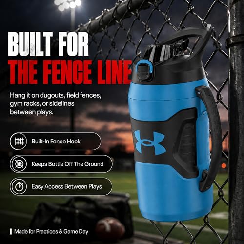 Image of Under Armour Insulated Water Bottle with Handle & Fence Hook, Half Gallon Sports Water Jug, Leak-Resistant & BPA-Free for Baseball, Football & Gym - Ether Blue /Ether Blue, 64oz