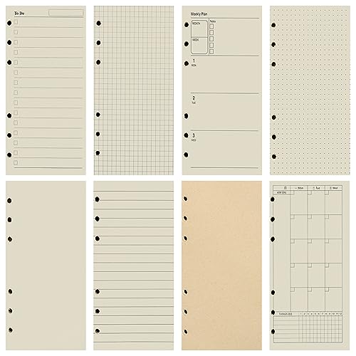 TopHomer A6 80 Sheets/160 Pages Lined Loose Leaf Refill Paper for 6 Hole Binder, Personal Organizer, Diary, Notebook Refillable Planner, White, Dowling Paper