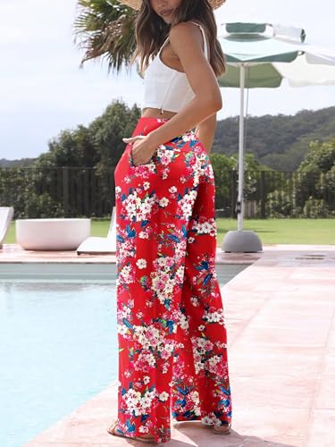 JZC Women's Palazzo Lounge Pants Casual Wide Leg Pants High Waist Flowy Toursers with Pockets