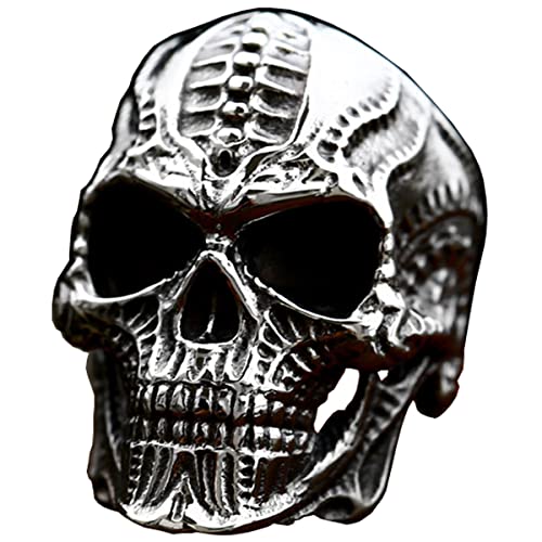 Image of Death Skull Ring for Men Stainless Steel Jewelry Biker Rings Scary Death Ring Skull for Gifts