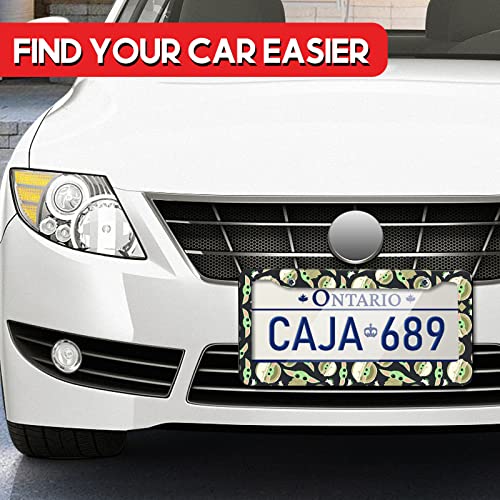 Akkya License Plate Frames For Women Men Car Plate Holder Cover Cute Funny Cartoon Pattern Metal Tag Frame Stainless Steel Car Accessories Front Rear Plate Decor(Green) #TOP4