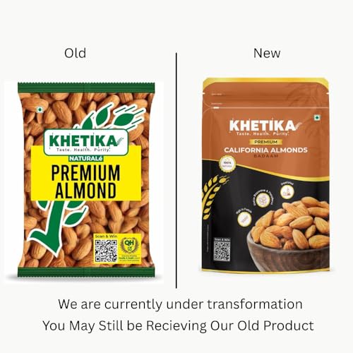 Image of Khetika Premium California Almonds 1Kg | Dry Fruits, Badam Giri, Rich in Fiber, Boost Immunity, Healthy Nutritious Snacks, Whole Crunchy Almond
