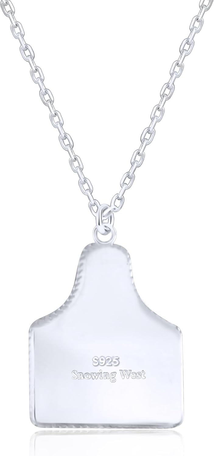 Western Cattle Tag Initial Necklace, 925 Sterling Silver Monogram Pendant with Kingman Turquoise, Adjustable 19” + 1.5” Chain - Image 2