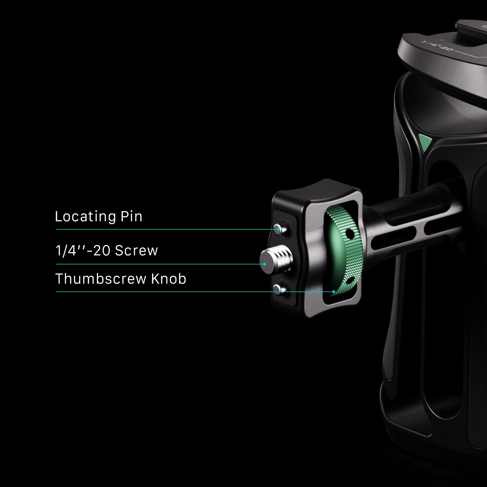Tilta Xeno Maniglia laterale 1/4″-20 con perni di posizionamento, impugnatura laterale ergonomica per DSLR/Mirorrless fotocamera Rigs e monitor Rigs - Nero TA-XSH1-B