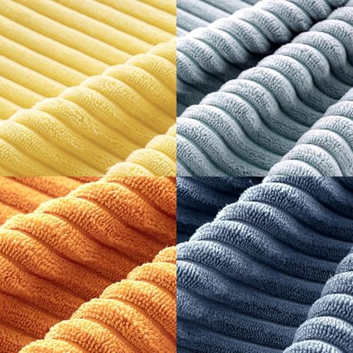 Image of MIULEE Soft Corduroy Decorative Throw Pillow Covers Blue-Orange 20x20