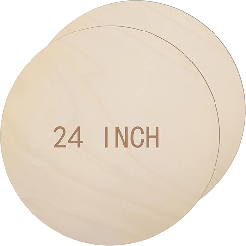 2 círculos redondos de madera de 24 pulgadas para manualidades, discos de madera redondos en blanco, discos de madera, grandes círculos de madera