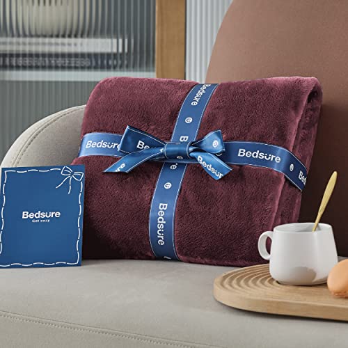 Image of Bedsure GentleSoft Fleece Blankets Queen Size Red - Bed Blanket Soft Lightweight Plush Fuzzy Cozy Luxury Microfiber, 90x90 inches