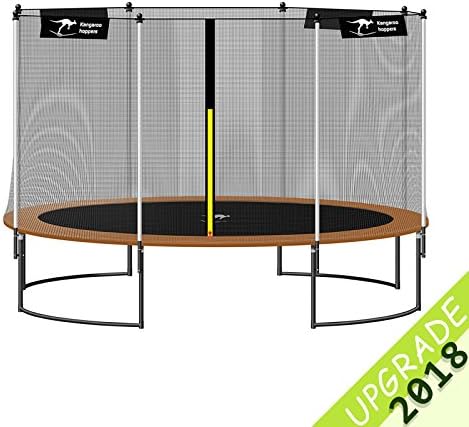 Kangaroo Hoppers 12-Feet Round Trampoline with Safety Net Enclosure and Spring Pad (ORANGE)