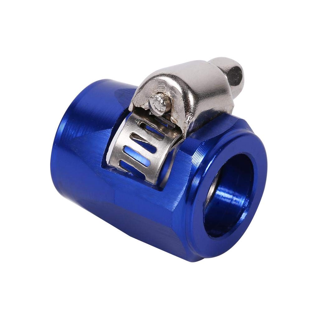 AN6 Aluminum Hose Finisher Clamp Adapter, 15mm OD Hose End Fitting with Screw Band, for Fuel Water Oil Air Lines Blue