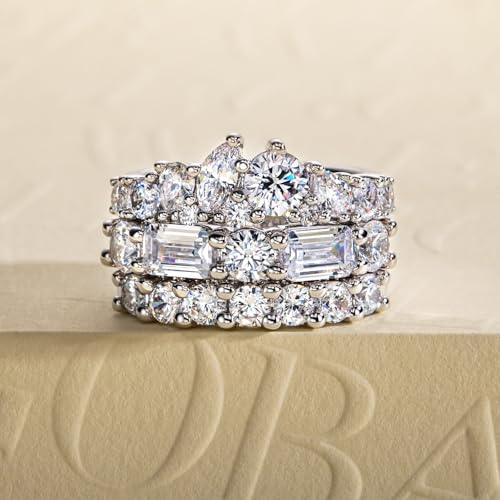 Cubic Zirconia Stackable Wedding Band Eternity Rings 5A Grade CZ Bridal Set Engagement Anniversary Band Ring for Women Size 5-92