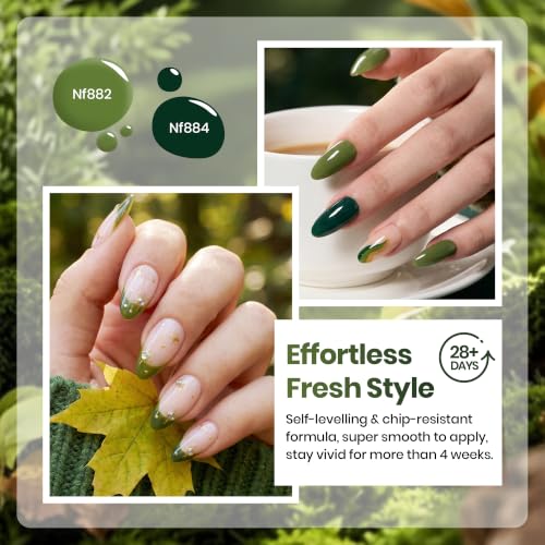 Image of Beetles Green Gel Polish Set - Forest Whisper, 6 Colors Green Gel Nail Polish Set, Soak Off UV Led Summer Nails Art, Long-Lasting Manicure Salon DIY Home Holiday Nails Art