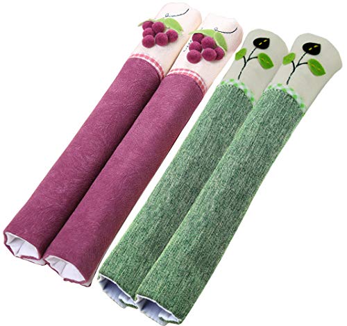 Kefan 2 Paar Kühlschranktürgriff-Abdeckungen für Küchengeräte, rutschfeste Deko für Öfen und Mikrowellen Violett/Grün