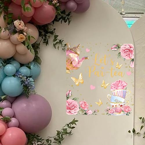 Vinilo decorativo Let's Par-Tea con rosas y mariposas miniatura 5