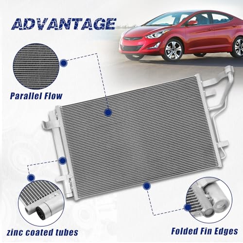Image of Air Conditioning A /C Condenser Compatible with Hyundai Elantra 2007-2010# 3591, CN3591PFC, 976062H010, 976062H000