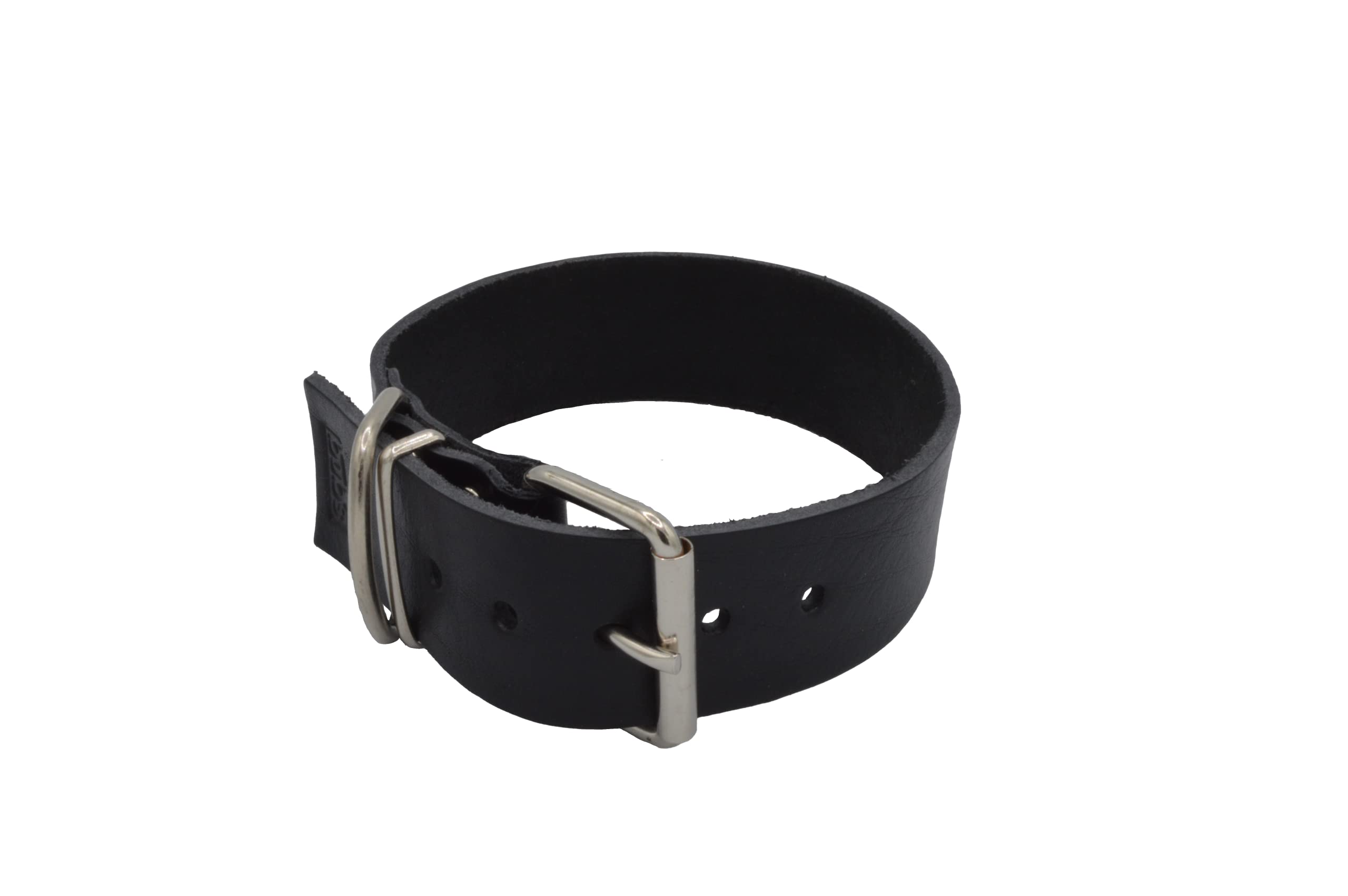 Collar para Perro BUB'S de Cuero Vacuno Origen Europa engrasado y ablandado, Tacto Suave y Alta Resistencia. Curticion Vegetal (Talla XL Ajustable de 47 a 57 cm Ancho 40mm, Negro)