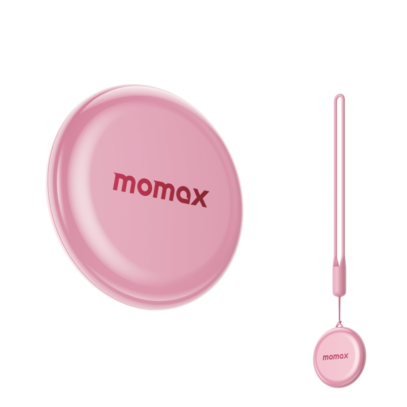 MOMAX Key Tracker, Locator Tag Works with Apple Find My (iOS only), Portable Smart Tracker with Strap, Waterproof Item Finder for Kid/Luggage/Wallet/Bag/Backpack/Suitcase, Pink 1Pack