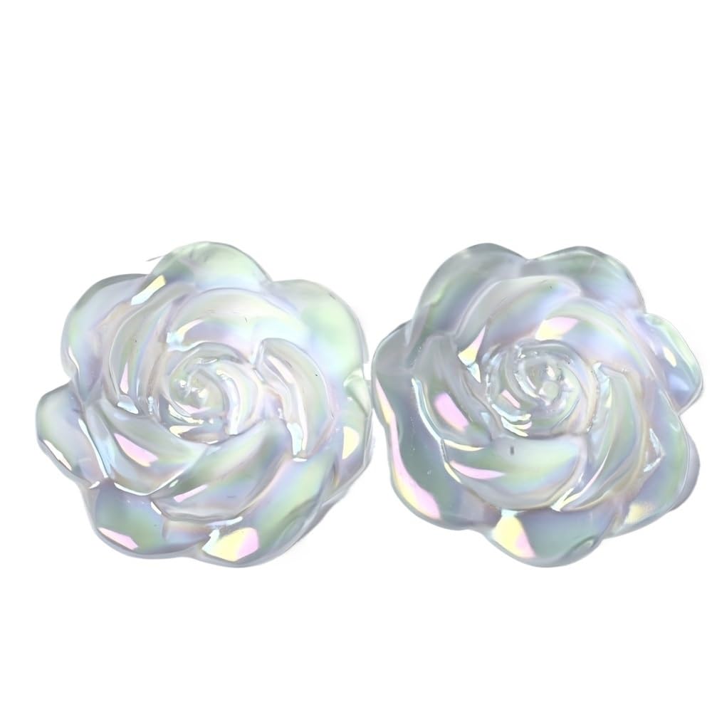 Rose en pierre arc-en-ciel élégante sculptée pour centre de table bohème unique