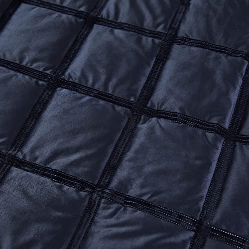 SOIREE - Luxury Velvet Duvet Cover - King Size - Navy Blue - 2x Pillowcases - Box Stitched - Square Set - Image 4