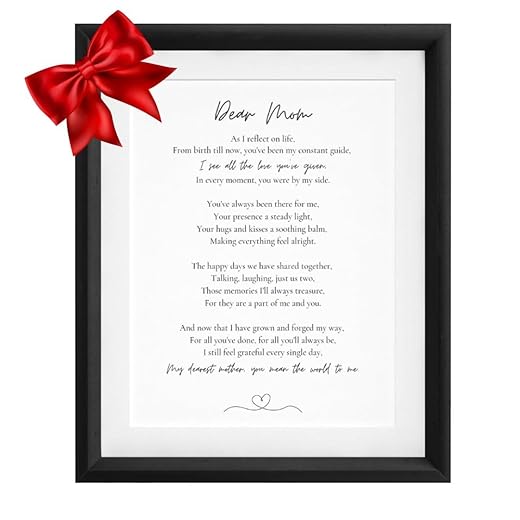 GLM Mom, You Mean the World to Me Poem - Beautiful Gift for Mother's Day, Mom Birthday Gift From Daughter or Son, A Thoughtful Gift for Mom to Celebrate Her - Mother Daughter Gifts for Any Occasion: Birthday, Christmas, Your Wedding Day, and Mother's Day!