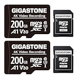 GIGASTONE 200GB Micro SD Card 2-Pack, A1 V30 4K Video Recording, Compatible with Security Camera, Dash Cam, Drone, 100MB/s MicroSDXC Memory Card UHS-I, with Adapter