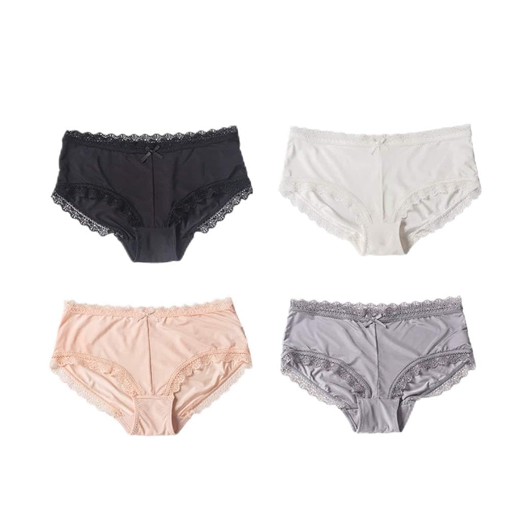 DIoFent Mutande Bikini Slip Merletto delle Signore di qualità del Pannello Riassunti Sexy Vita Alta Mutandoni Hipster Intima, Confezione da 4 (Color : C, Size : Medium)