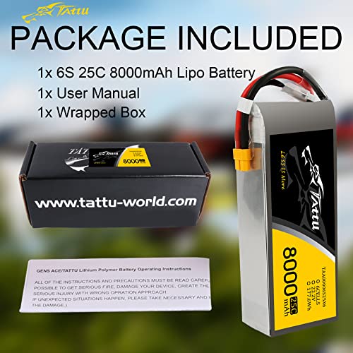 Tattu 6S Lipo Battery 22.2V 8000Mah 25C Lipo Battery Soft Case With Xt60 Plug For Dji S800 S800 Evo S1000 And Spider6 #TOP5