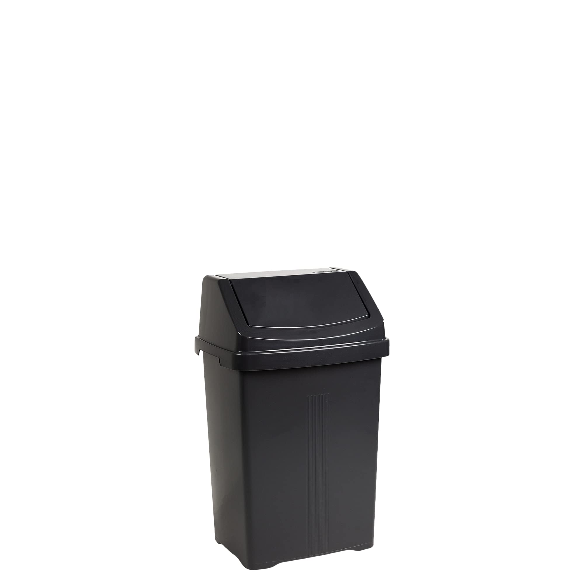 JMS we create smile Plastic Upcycled 8L Swing Bin Waste Recycling Dustbins Kitchen Bathroom Rubbish Trash Refused Bins (Black)