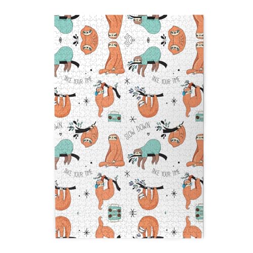 Brown Sloth Print Premium Wooden Jigsaw Puzzle - 1000 Pieces - Plastic Box Packaging