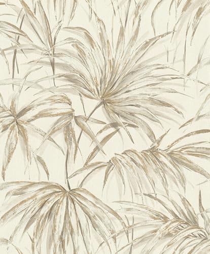 Rasch Noble Zen Akari 435351 - Papel pintado con hojas de bambú, color beige