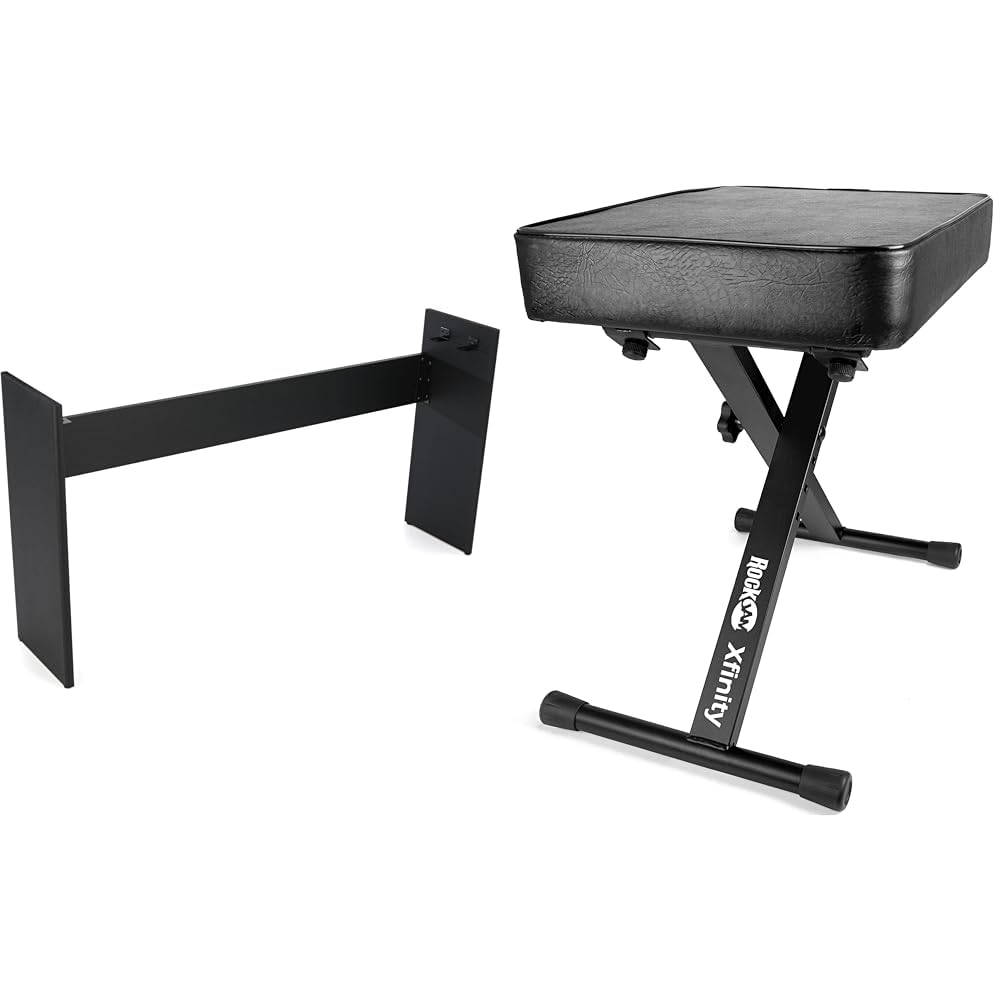 Roland KSC-70 Stand for FP-30 Digital Piano & RockJam KB100 Adjustable Padded X-Style Keyboard Bench, Black