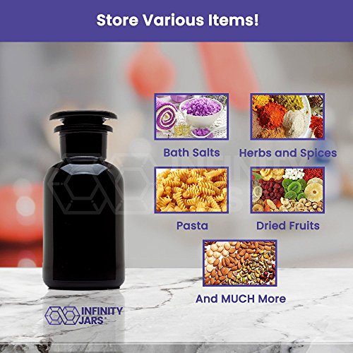 Infinity Jars 250 Ml (8.5 Fl Oz) Black Ultraviolet All Glass Refillable Apothecary Jar 10-Pack #TOP4