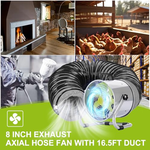 Utility Blower,8 Inch Exhaust Fan,2500R/MIN High Velocity Portable Ventilator