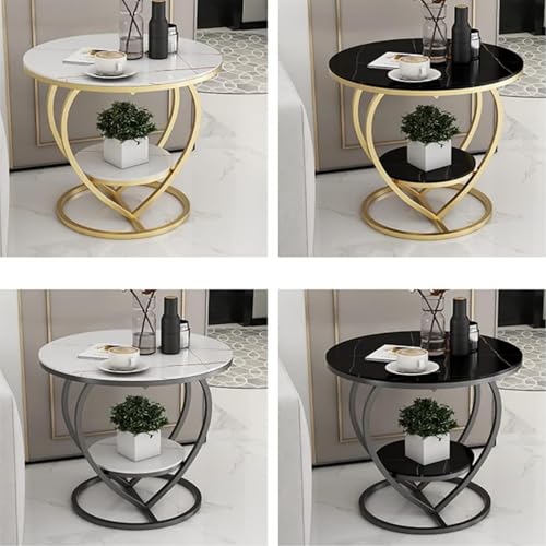Image of Coffee Table for Living Room,Modern Corner Sofa Side Bedside Tables Snack End Table for Bedroom,White Table Top with Gold Metal Frame (Gold White)