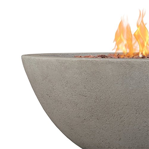 Image of Real Flame Riverside 36 inch Round Propane or Natural Gas Fire Pit, Stainless Steel Burners, Natural Gas Conversion Kit Included, 50,000 BTU, Push Button Ignition - Glacier Gray