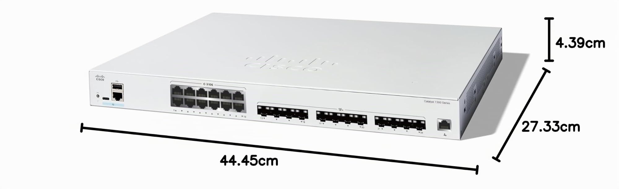 Switch gestionado Cisco Catalyst 1300-24XTS, 12 Puertos de 10G de Cobre, 12x10GE SFP+, protección Limitada de por Vida (C1300-24XTS)