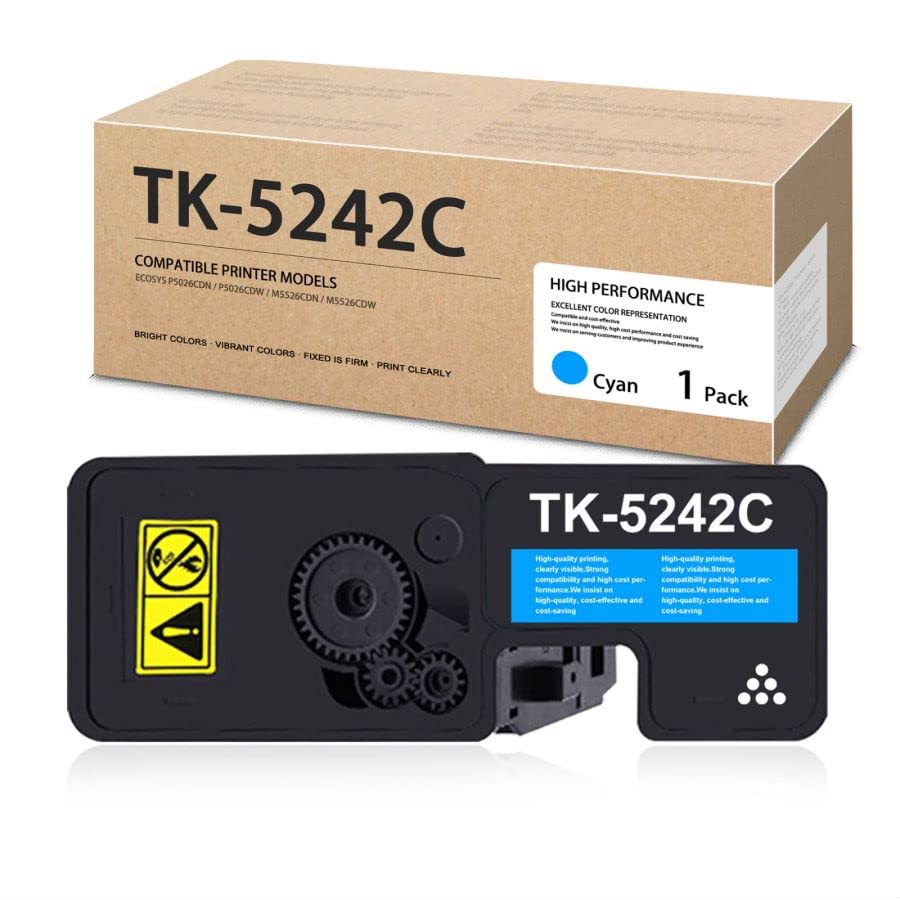 DOPHEN 1 Pack 1T02R7CUS0 Model TK-5242C Cyan Toner Cartridge Replacement for Kyocera TK-5242 ECOSYS P5026cdn P5026cdw M5526cdn M5526cdw Printers, Up