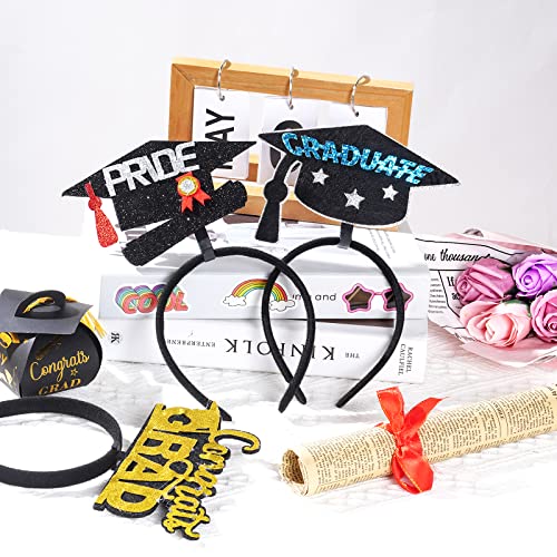 Mifengda 6Pcs Graduation Headband Mini Graduation Cap Headband Bachelor Cap Headband Class Of 2023 Mini Graduation Hat Headband For Graduation Party Supplies Photo Props Kids Women Men #TOP4