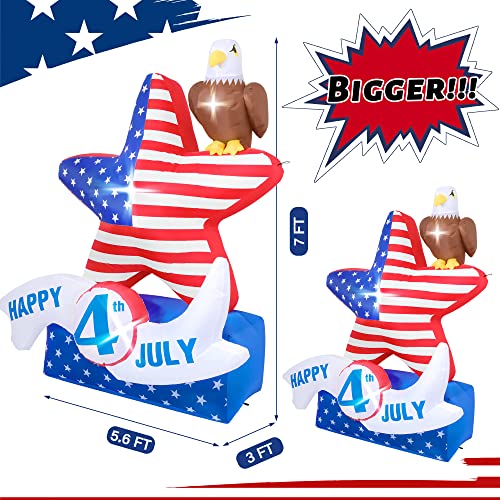 7Ft Independence Day Decorations Inflatables, Upgraded 4Th Of July Decor American Flag Star And Bald Eagle Patriotic Inflatables Decorations For Fourth Of July Memorial Day Outdoor Yard Lawn Decor #TOP2