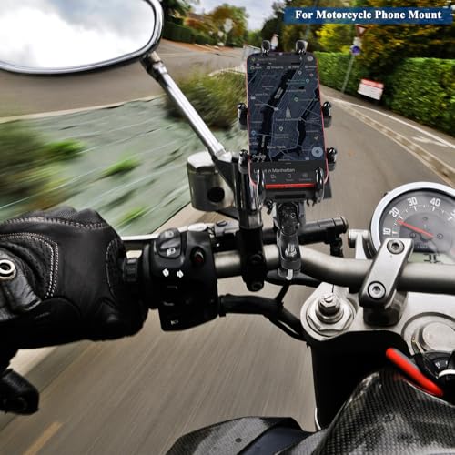 MOTOKER Anti-Vibration Dampener Motorcycle Phone Mount, One-Hand Operation Motorcycle Bike Phone Holder Holds 4.7"-7.1" Cell Phones on Handlebar, Cell Phone Holder for Bike Motorcycle Scooter ATV - Image 8